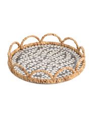 Floral Capiz And Water Hyacinth Tray | TJ Maxx