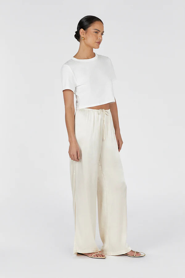MYA CREAM SATIN PANT | DISSH