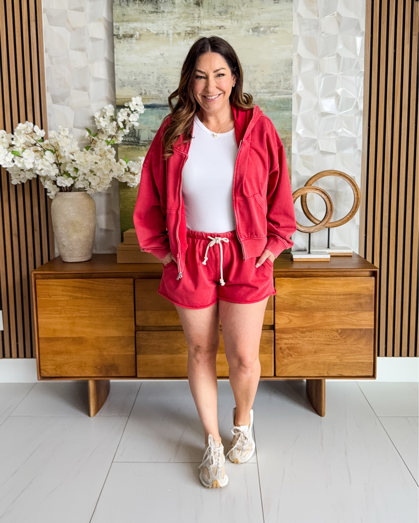 Gap Sweat 2 Piece Set | Jacket runs oversized wearing large, shorts tts, large but VERY short and kinda squeeze the waist 

 

#LTKSeasonal #LTKActive #LTKOver40