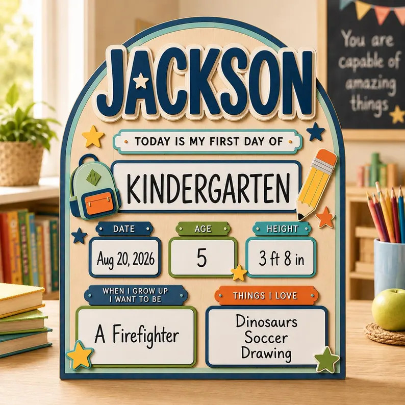 Custom Back to School Sign, First Day of School Board, Preschool Kindergarten Photo Prop, Last Da... | Etsy (Global)