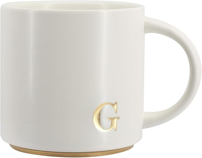 COLLECTIVE HOME - Monogram Ceramic Mugs, 15 oz Golden Initial Coffee Cups, Elegant Capital Alphab... | Amazon (US)