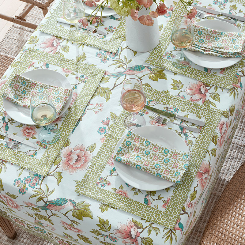 Garden Floral Cotton Tablecloth - Spring Birds, 70 in. x 108 in. | The Company Store