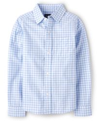 Boys Dad And Me Gingham Poplin Button Down Shirt - whirlwind | The Children's Place