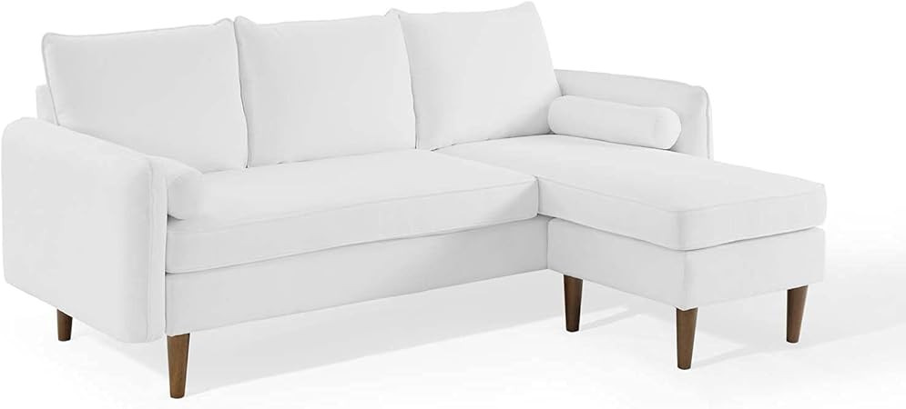 Modway Revive Modern Upholstered Fabric Right or Left Sectional Sofa Couch, White | Amazon (US)