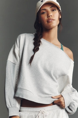 Daily Practice Crew-Neck Lace Panel Sweatshirt | Anthropologie (US)