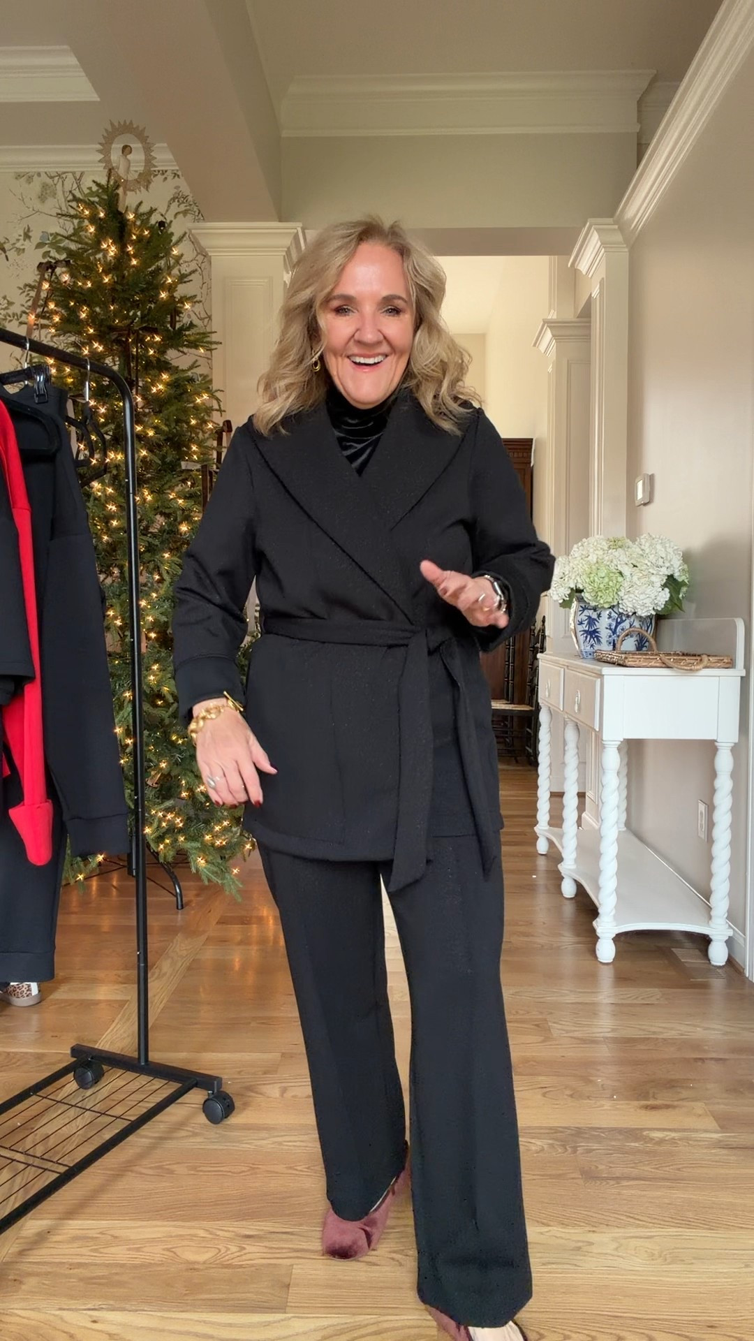 @spanx 30% off. Treat yourself and get the real stuff. 
Bottoms I wear a medium petite. The shimmer pants Id size up if you’re inbetween. 
Tops I’m in a medium. The brushed air essentials runs plenty roomie. The 1/2 zip I do like to size up to a large so it hangs down a bit. You decide  

#LTKselfcare #LTKOver40 #LTKCyberWeek