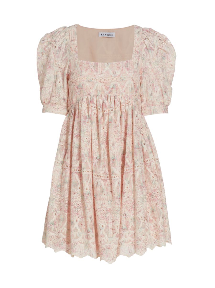 Shop En Saison Kiera Eyelet-Embroidered Minidress | Saks Fifth Avenue | Saks Fifth Avenue