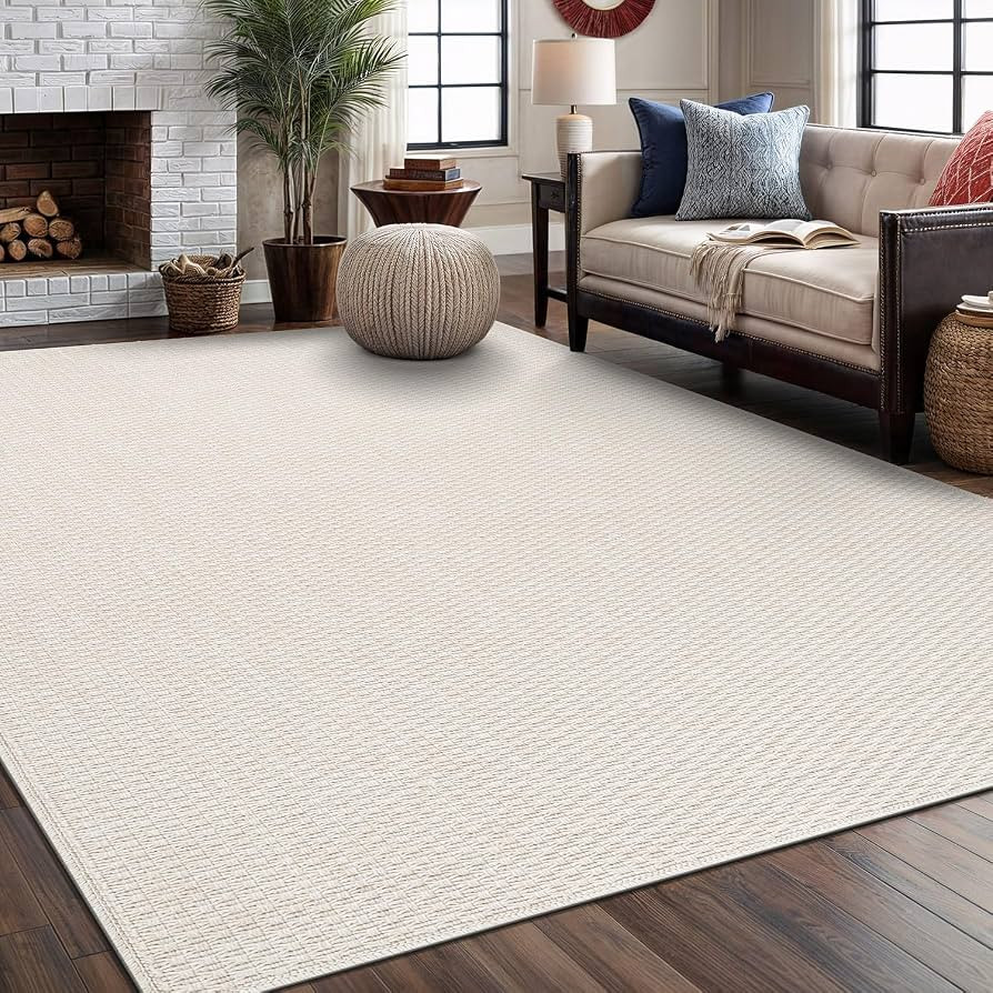 Easy Jute Rugs 5x7 White Color Living Room Indoor Outdoor Area Rug for Farmhouse Patio and Kitche... | Amazon (US)