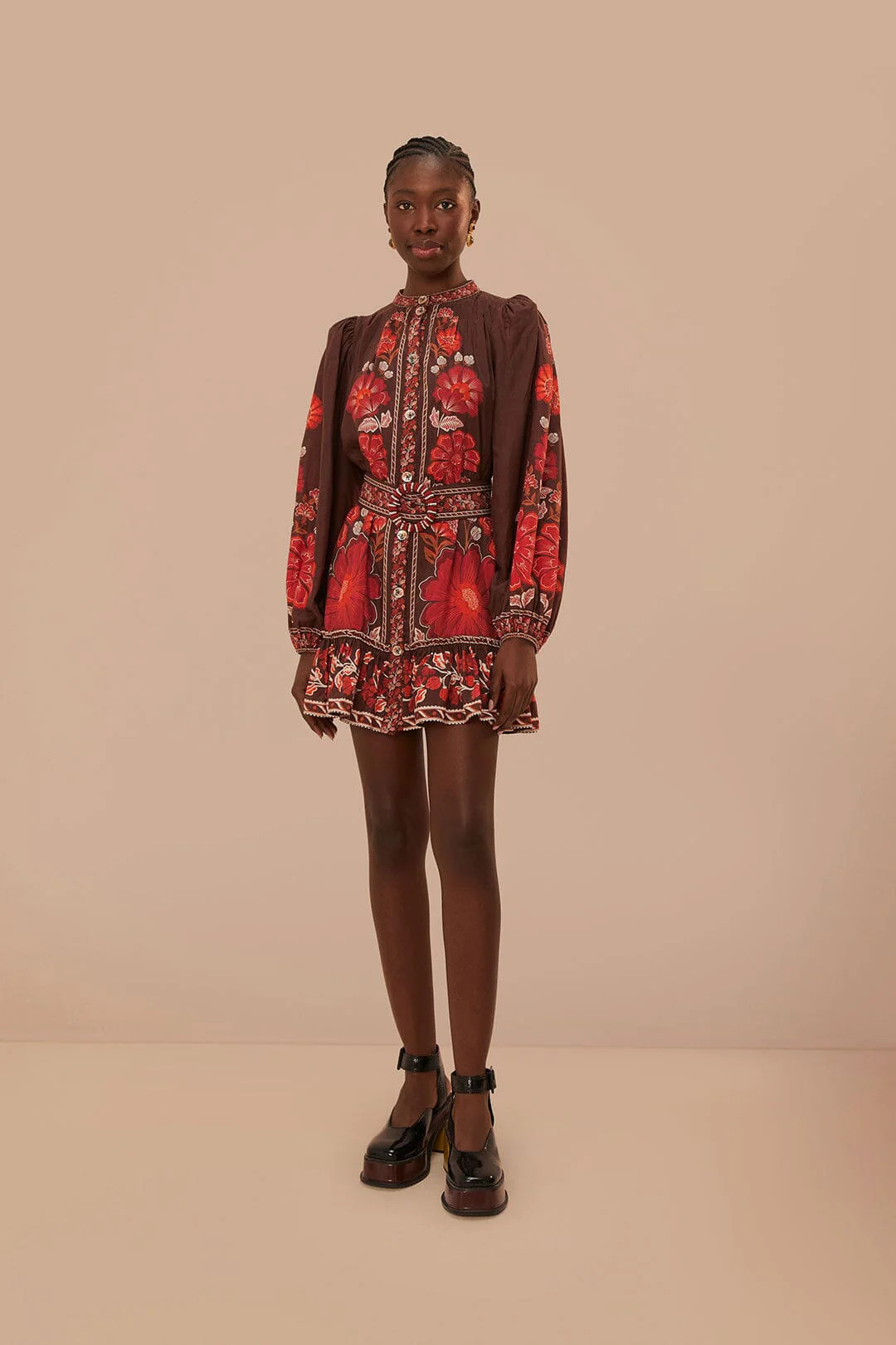 Brown Gigi Tapestry Mini Dress | FarmRio (US)