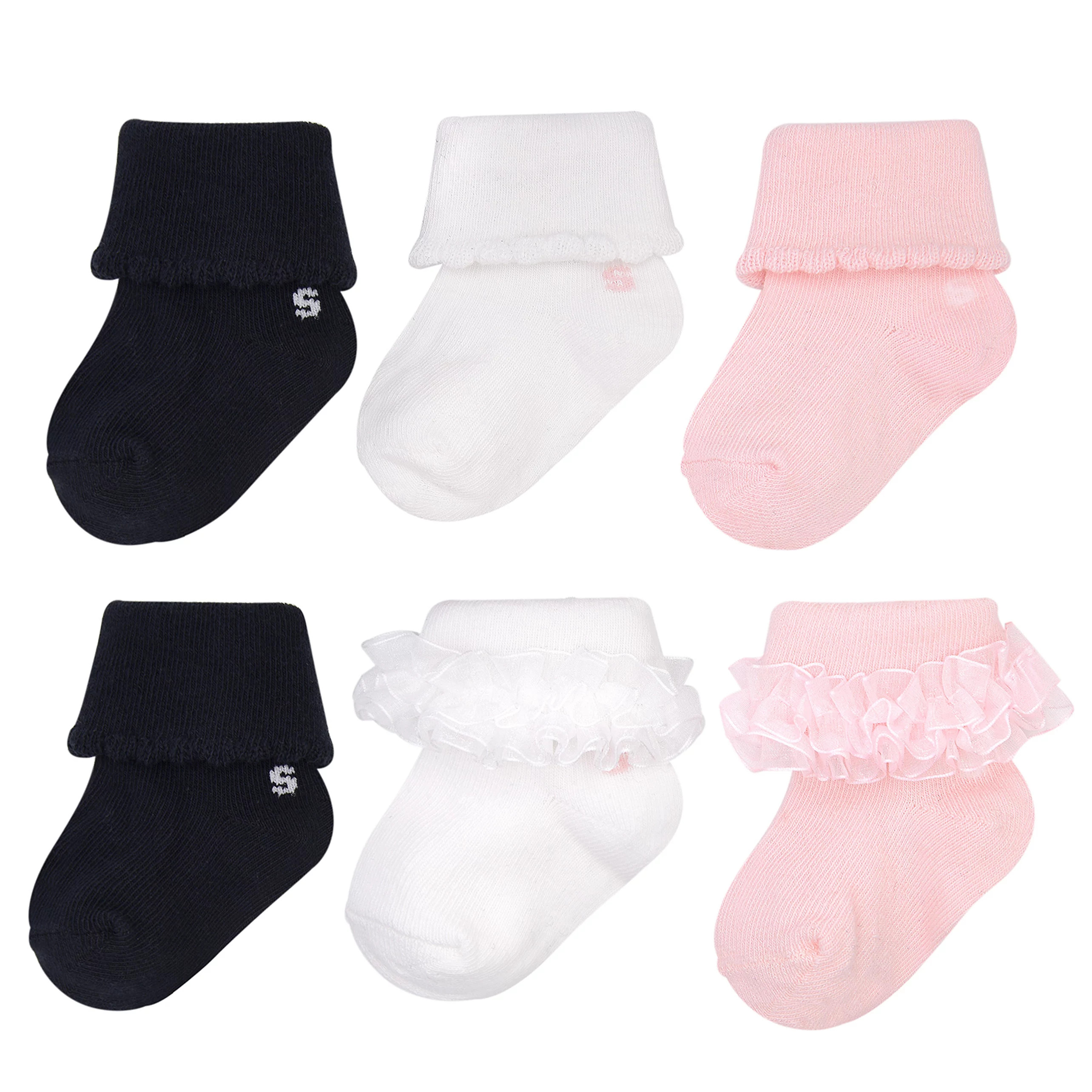 Baby Girl Jumping Beans® 6-Pack Fold Cuff Fancy Socks | Kohl's
