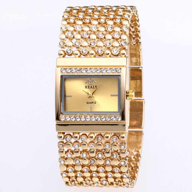Yesfashion Women Girl Fashion Exquisite Crystal Square Casual Bracelet Quartz Watch Gold | Walmart (US)