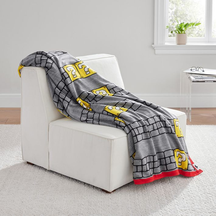 Super Mario™ Question Mark Block Knitted Throw | Pottery Barn Teen