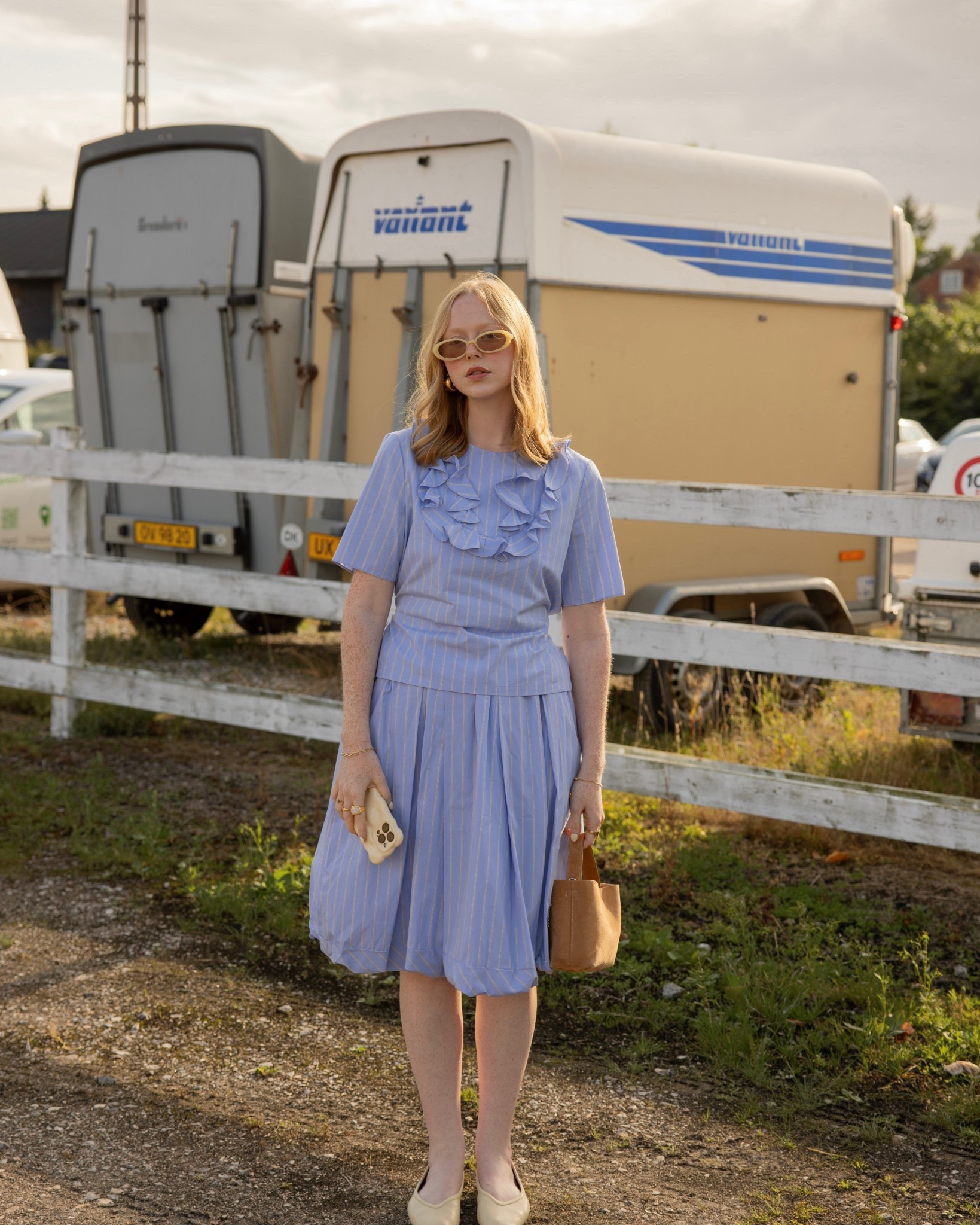 Blue Stripe, Yellow, Butter Yellow, Sunglasses, Baum Und Pferdgarten, Midi Skirt, Puff Ball Skirt, Ballet Flats, CPHFW

#LTKeurope #LTKsummer #LTKuk