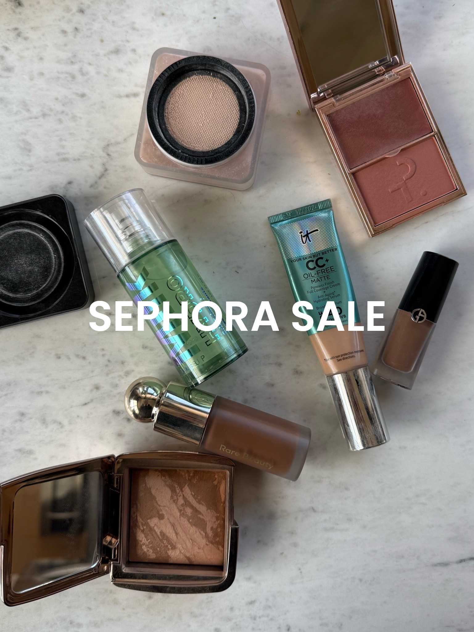 Sephora Sale!! Code: SPRINGSALE for up to 20% off

Rare beauty liquid bronzer- serene 
Patrick Ta blush- she’s blushing 
Hourglass bronzer- luminous bronze light Huda beauty loose powder- cupcake Armani liquid eyeshadow- 30M 
It cosmetics cc cream- medium 

#LTKBeauty #LTKgrwm #LTKSaleAlert