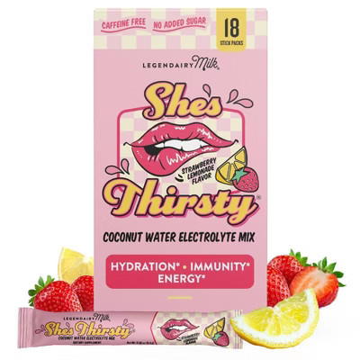 Legendairy Milk Powder She's Thirsty Hydration Supplement - Strawberry/Lemonade - 18ct | Target