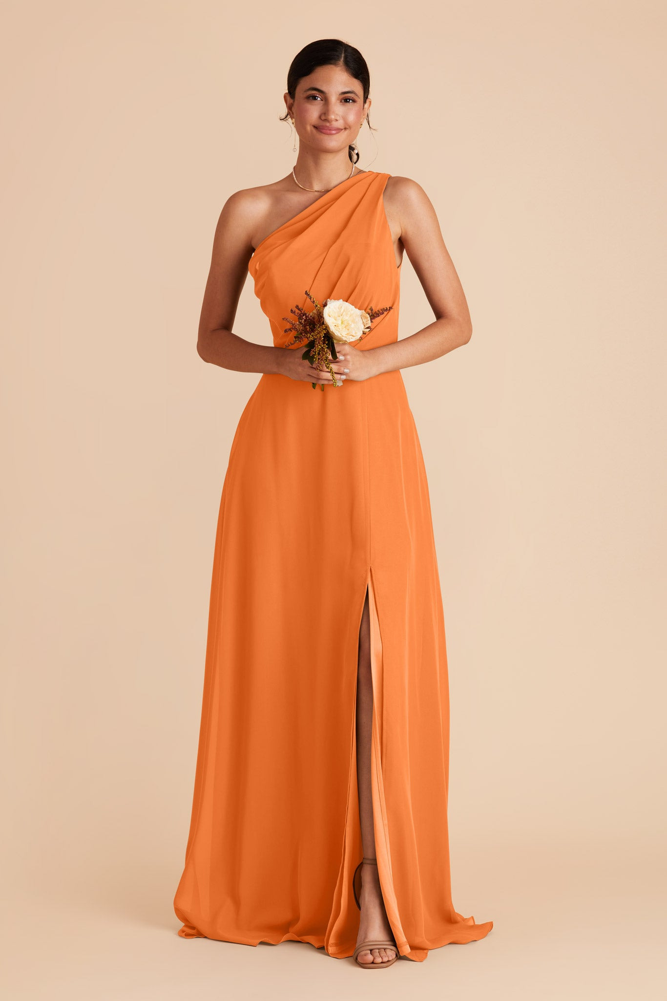 Kira One Shoulder Bridesmaid Dress in Apricot | Birdy Grey | Birdy Grey
