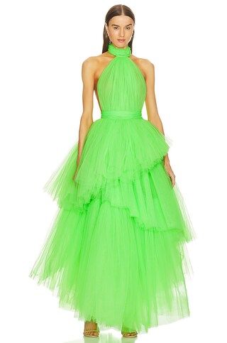 Bronx and Banco Anna Halterneck Tiered Gown in Neon Mint from Revolve.com | Revolve Clothing (Global)