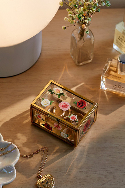 Small Floral Glass Trinket Box | Urban Outfitters (US and RoW)