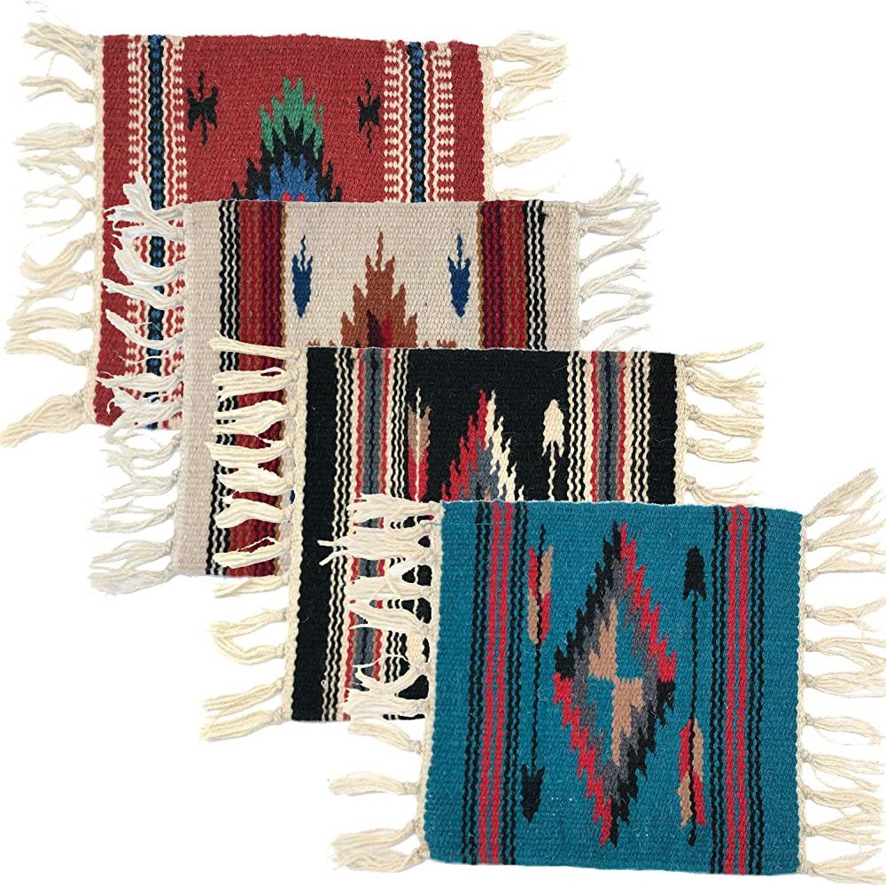 Southwest Handwoven Chimayo Wool Style Mats. Perfect for Rustic Decoration Set of 4 (Pack 4) | Amazon (US)