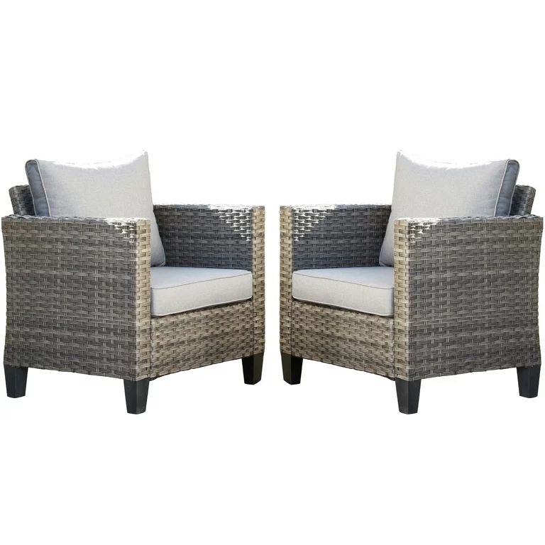 Ovios Outdoor Wicker Chairs Set 2 Pieces Patio Furniture All Weather High Back Patio Chairs with ... | Walmart (US)