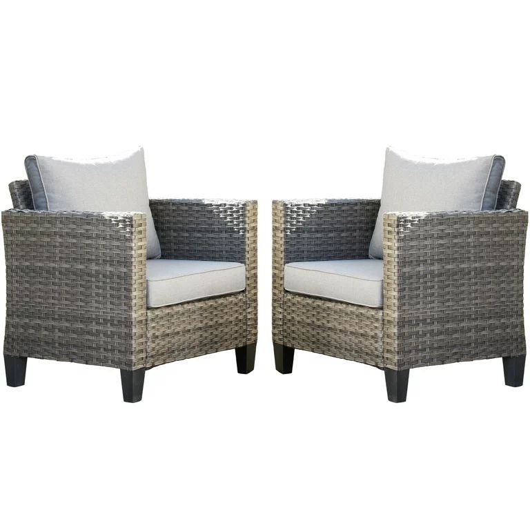Ovios Outdoor Wicker Chairs Set 2 Pieces Patio Furniture All Weather High Back Patio Chairs with ... | Walmart (US)