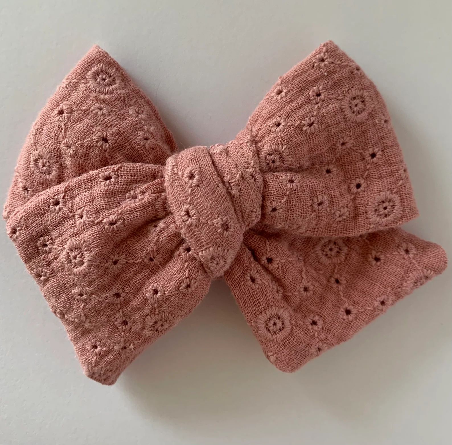 Raspberry Eyelet Cotton Gauze Bow Hair Bow Clip Nylon Headband - Etsy | Etsy (US)