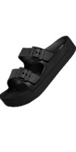 Weweya Sandals for Women and Men - Pillow Slippers - Double Buckle Adjustable Slides - EVA Flat S... | Amazon (US)