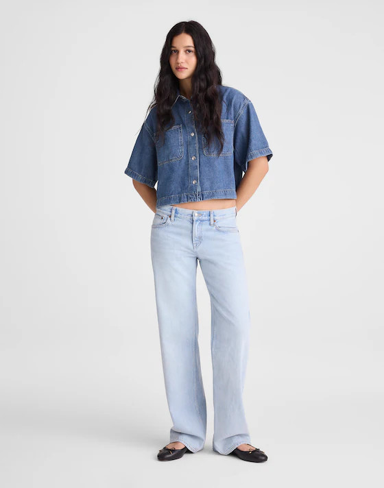 Boxy Crop Button-Up Shirt in Airy Denim | Madewell