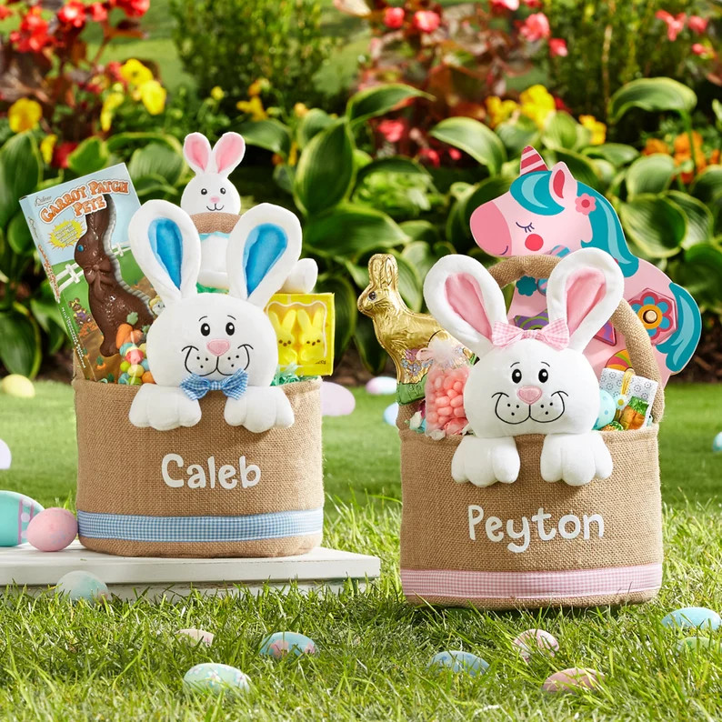 Personalized Bunny Easter Basket  Burlap Easter Basket  | Etsy | Etsy (US)