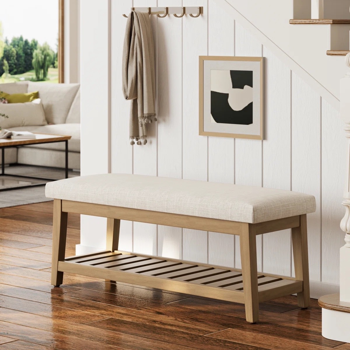 Cozy meets functional 🤍
This upholstered entryway bench adds a warm, welcoming touch to any space. Perfect for your hallway, bedroom, or mudroom — it’s available in 4 beautiful colors to match any décor. The wooden frame and lower shelf make it ideal for storing shoes, baskets, or throw blankets.

#LTKHome