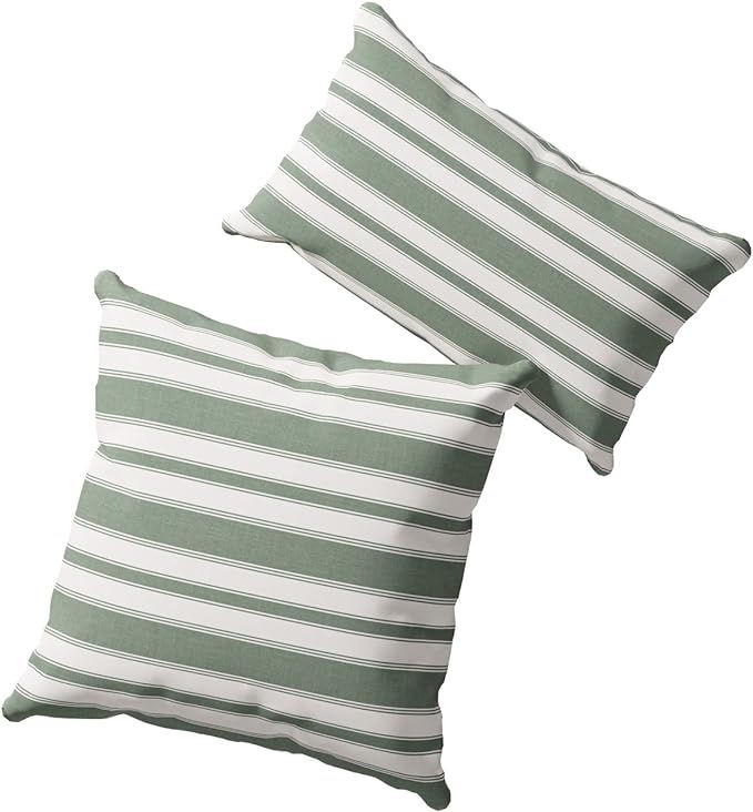 LEMIEUX ET CIE Designer Reversible Outdoor Waterproof Throw Pillow - Green | Amazon (US)