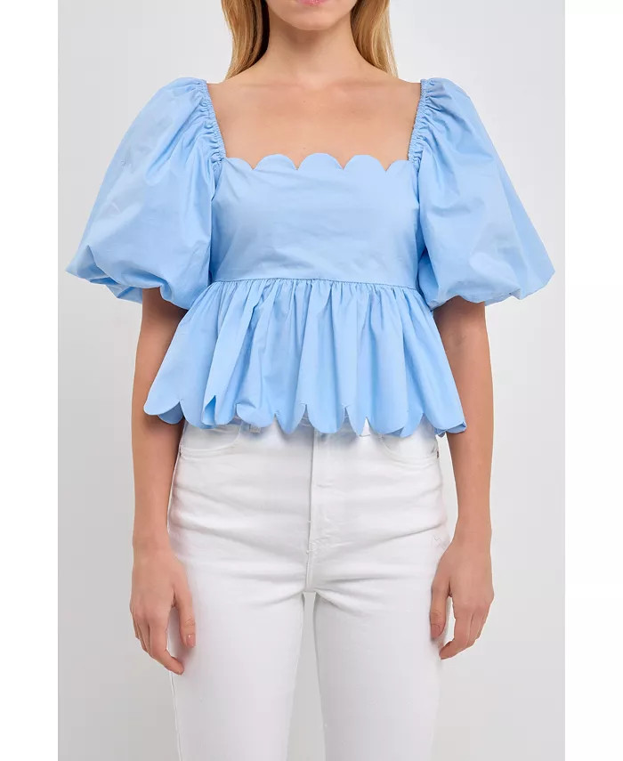 English Factory Women's Scalloped Detail Top - Macy's | Macy's