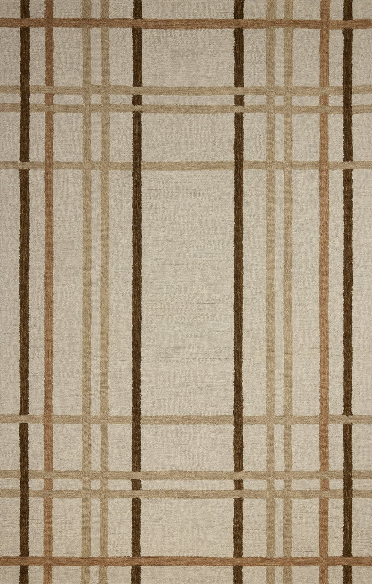 Waylon WAY-01 Natural/Bark Wool Hand-Tufted Striped Area Rug | Rugs Direct