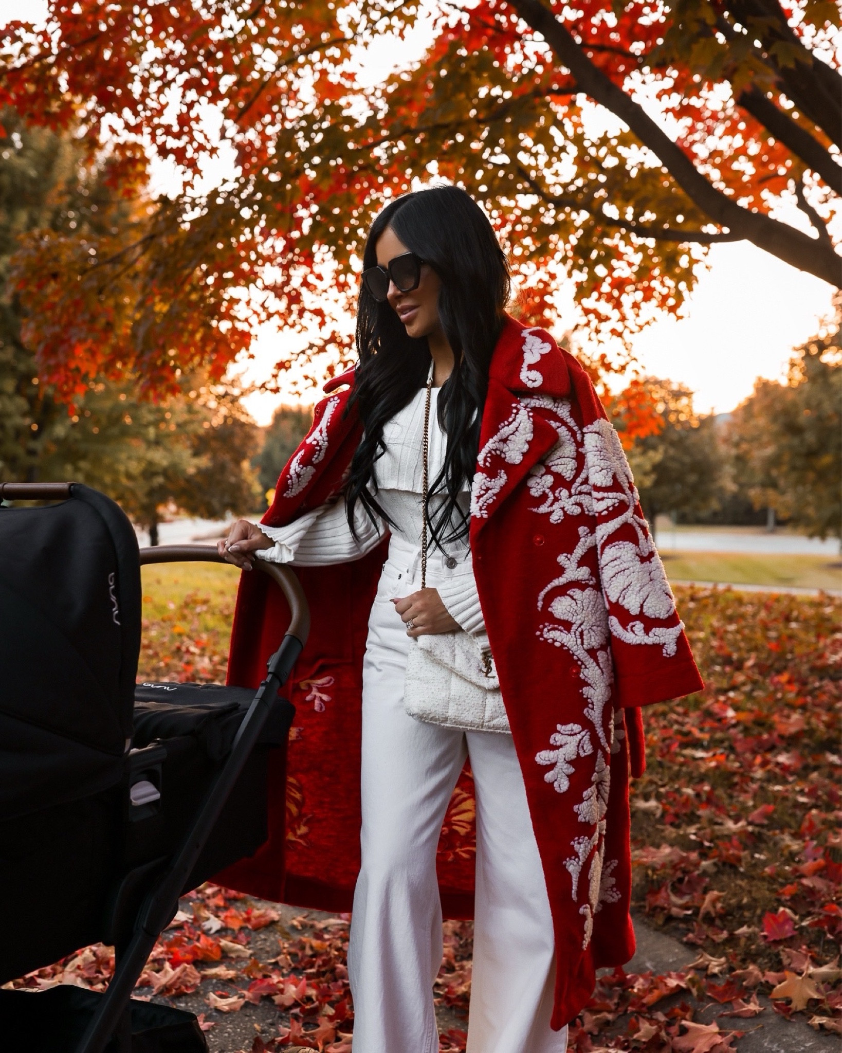 Fall outfit via Nordstrom
Farm Rio red coat wearing an XS 
Agolde white denim run TTS
Reformation white sweater wearing an XS
Celine sunglasses
Saint Laurent white bag
Nuna stroller 


#LTKSeasonal #LTKStyleTip #LTKBaby