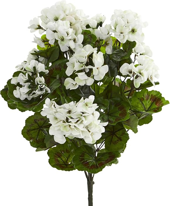 Nearly Natural Geranium Artificial Bush, UV Resistant, Set of 3 (Indoor/Outdoor) | Amazon (US)