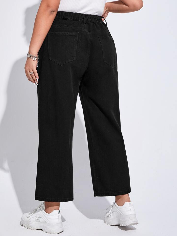 SHEIN EZwear Plus High Waist Wide Leg Jeans | SHEIN