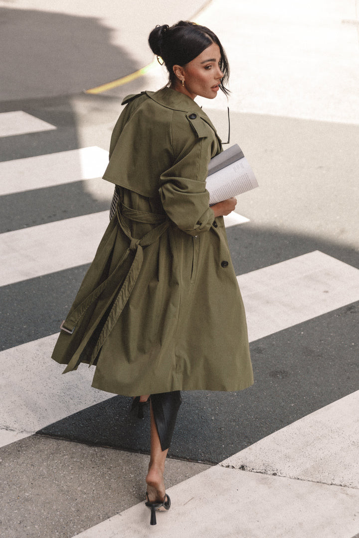 Trina Button Front Trench Coat - Olive | Petal & Pup (US)