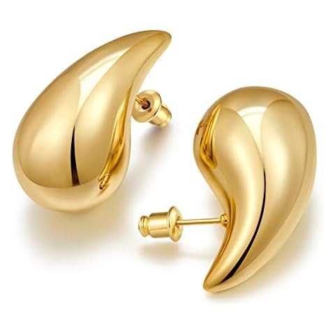Apsvo Chunky Gold Hoop Earrings for Women, Dupes Earrings Lightweight Waterdrop Hollow Open Hoops... | Amazon (US)