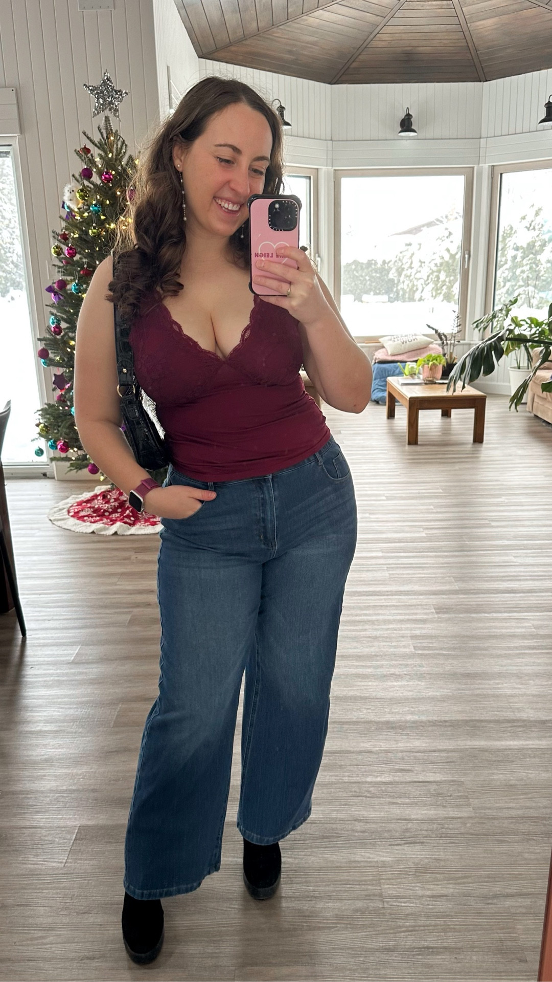 This lace brami from Klassy is easily one of my most worn tops of all time! I have a large chest, usually wearing a 34G and this top gives me the lift + support I need plus looks incredible with a sheer lace back! You get to wear a super fun top with no bra straps showing - what could be better! 💕 it comes in this wine colour or black, and I cannot recommend it enough! 

#LTKHoliday #LTKootd #LTKSeasonal