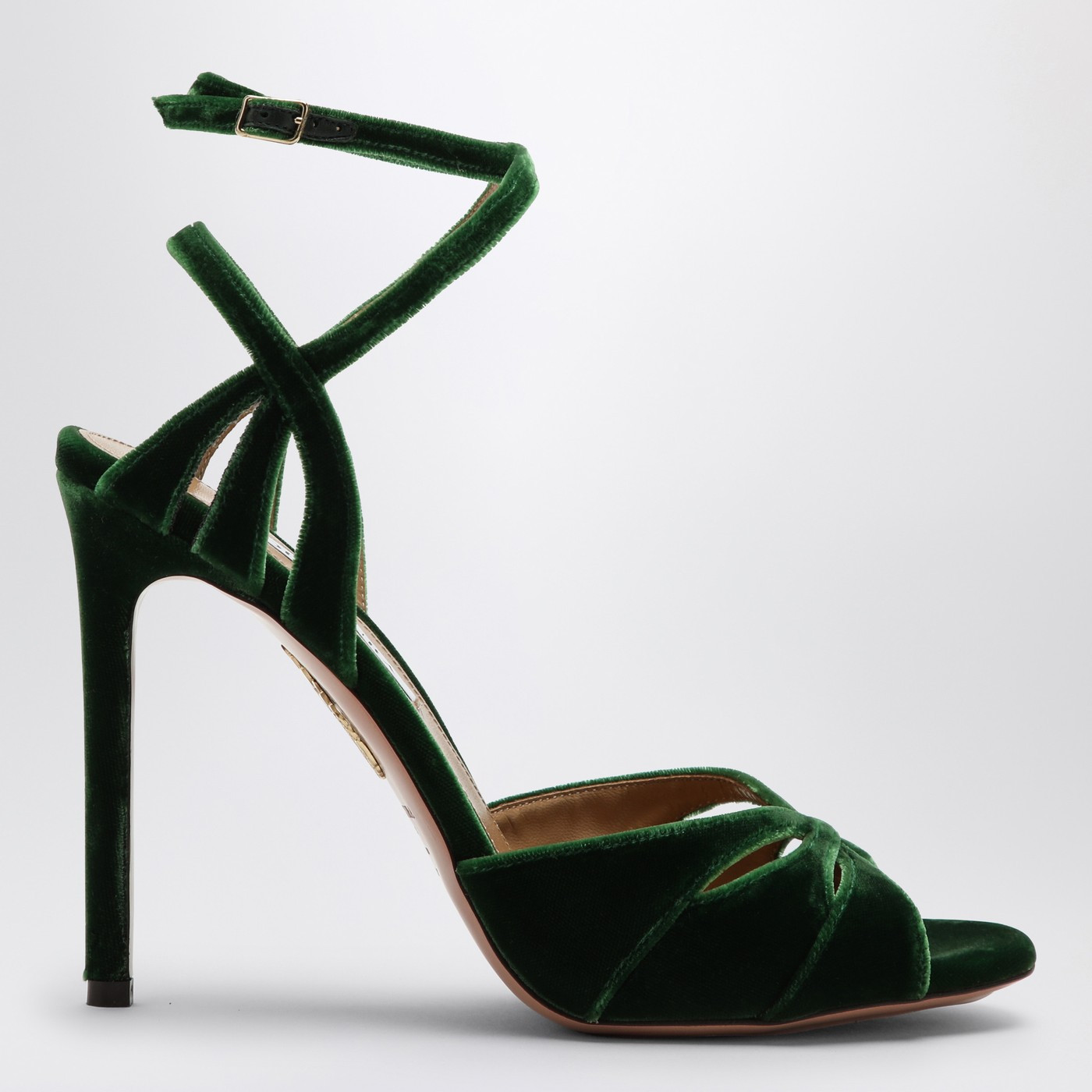 High dark green velvet sandal | The Double F