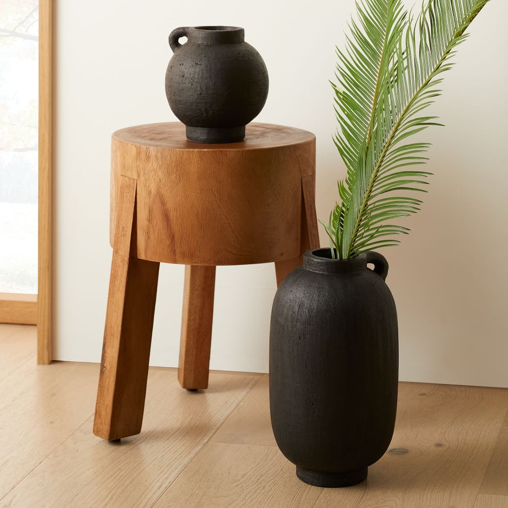Deco Black Terracotta Handled Vases | West Elm (US)