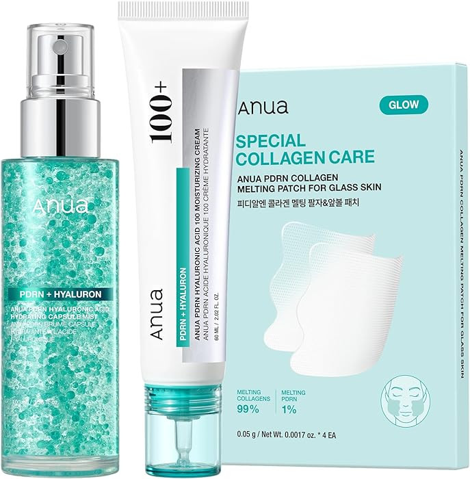 ANUA PDRN Collagen Glass Skin Trio, PDRN Salmon DNA Serum Spray, Collagen Patch Facial Fine Line ... | Amazon (US)