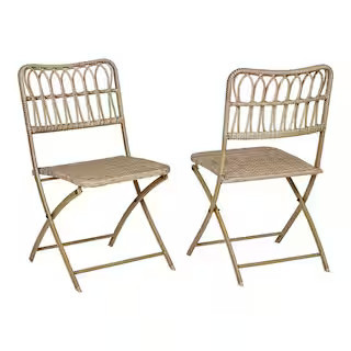 StyleWell Tulane Natural Folding Steel Wicker Outdoor Dining Chair (2-Pack) GC-21028-SSR-N2 - The... | The Home Depot