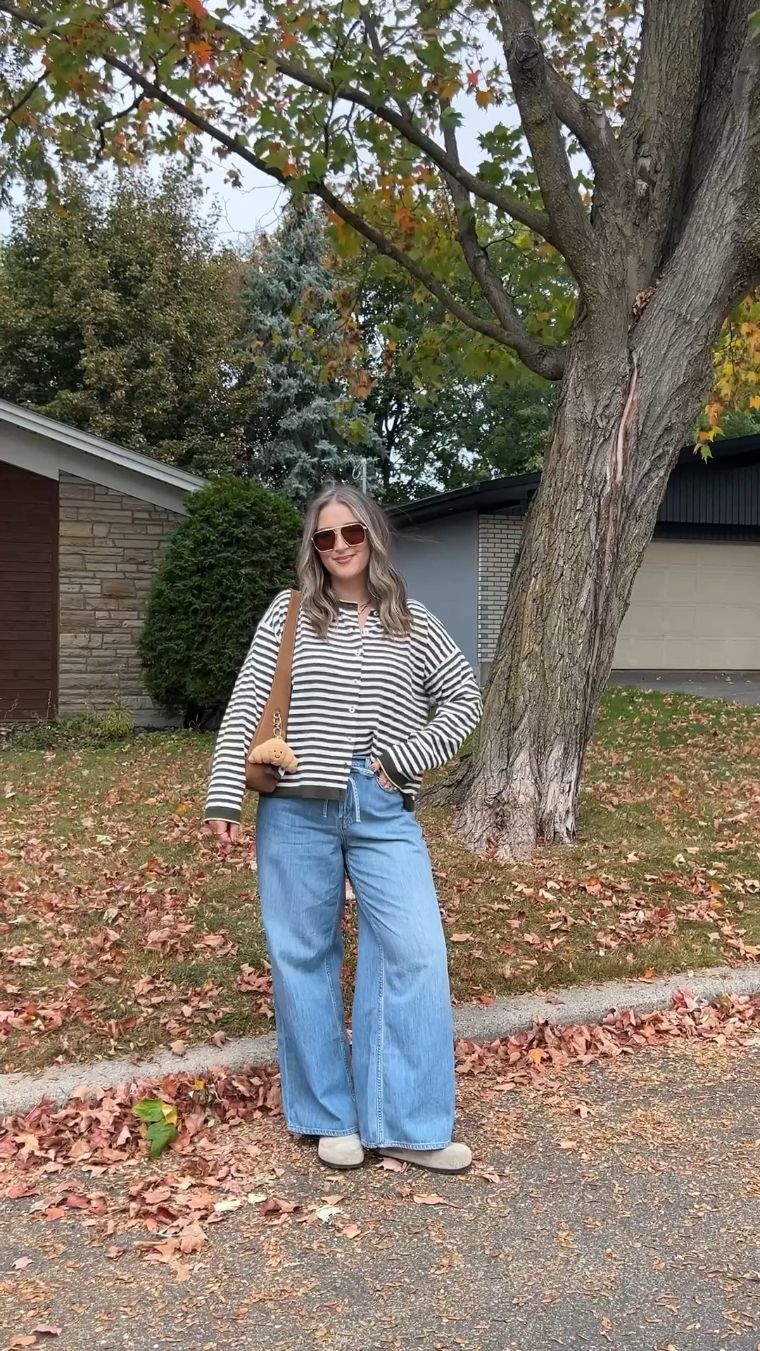 Casual fall outfit! Wearing M in the striped cardigan and 12 in the jeans (Canadian jeans link under “similar products”). I’m a 9.5-10 shoe and wear a 40 in the Birkenstocks

#LTKfall #LTKjeans #LTKsale