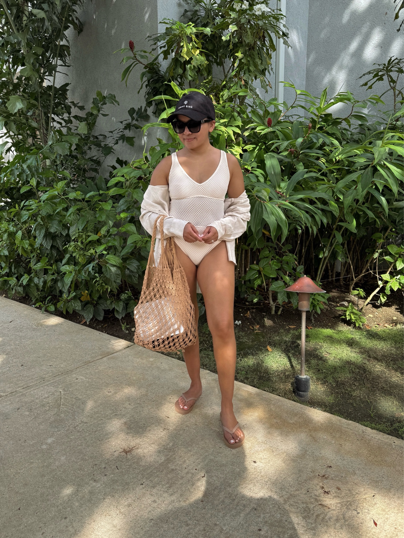 Crochet swimsuit size xs TTS
Linen top size xs TTS
Flip flops size 6 TTS 



#LTKStyleTip #LTKTravel #LTKSwim