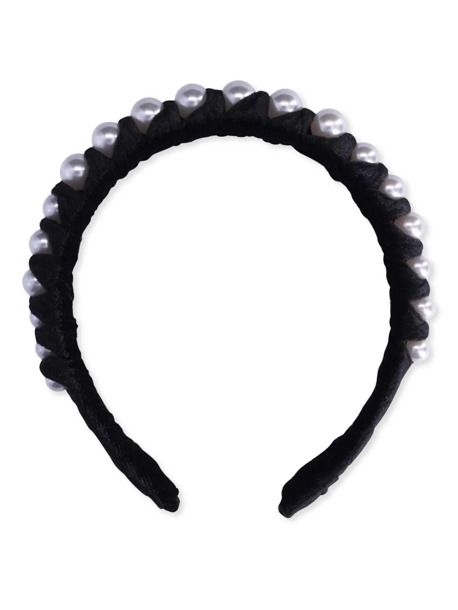 Time and Tru Women's Wrapped Velvet Headband with Faux Pearls - Walmart.com | Walmart (US)
