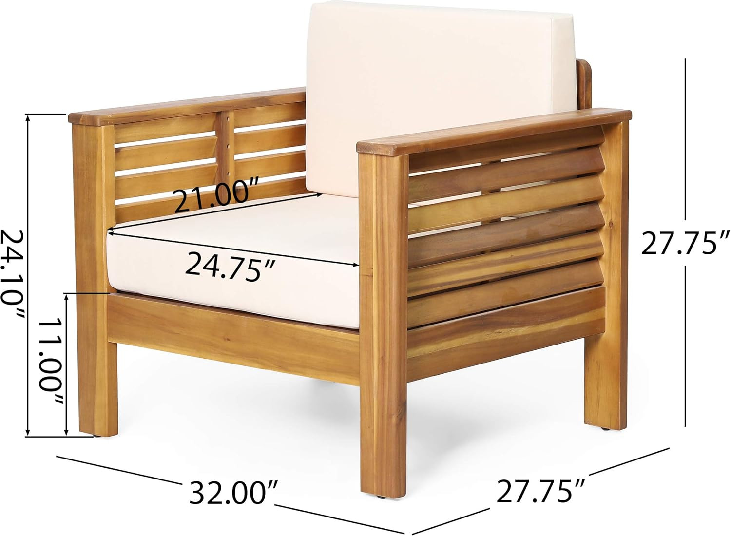 Christopher Knight Home Louver Club Chairs, Teak + Cream | Amazon (US)