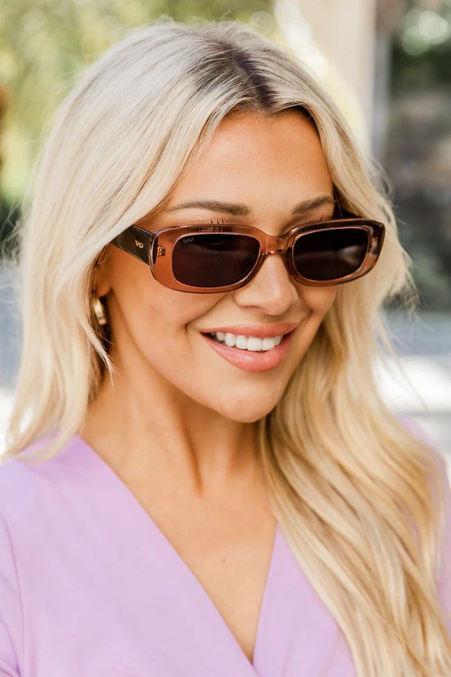Total Vibe Brown Rectangle Sunglasses FINAL SALE | Pink Lily