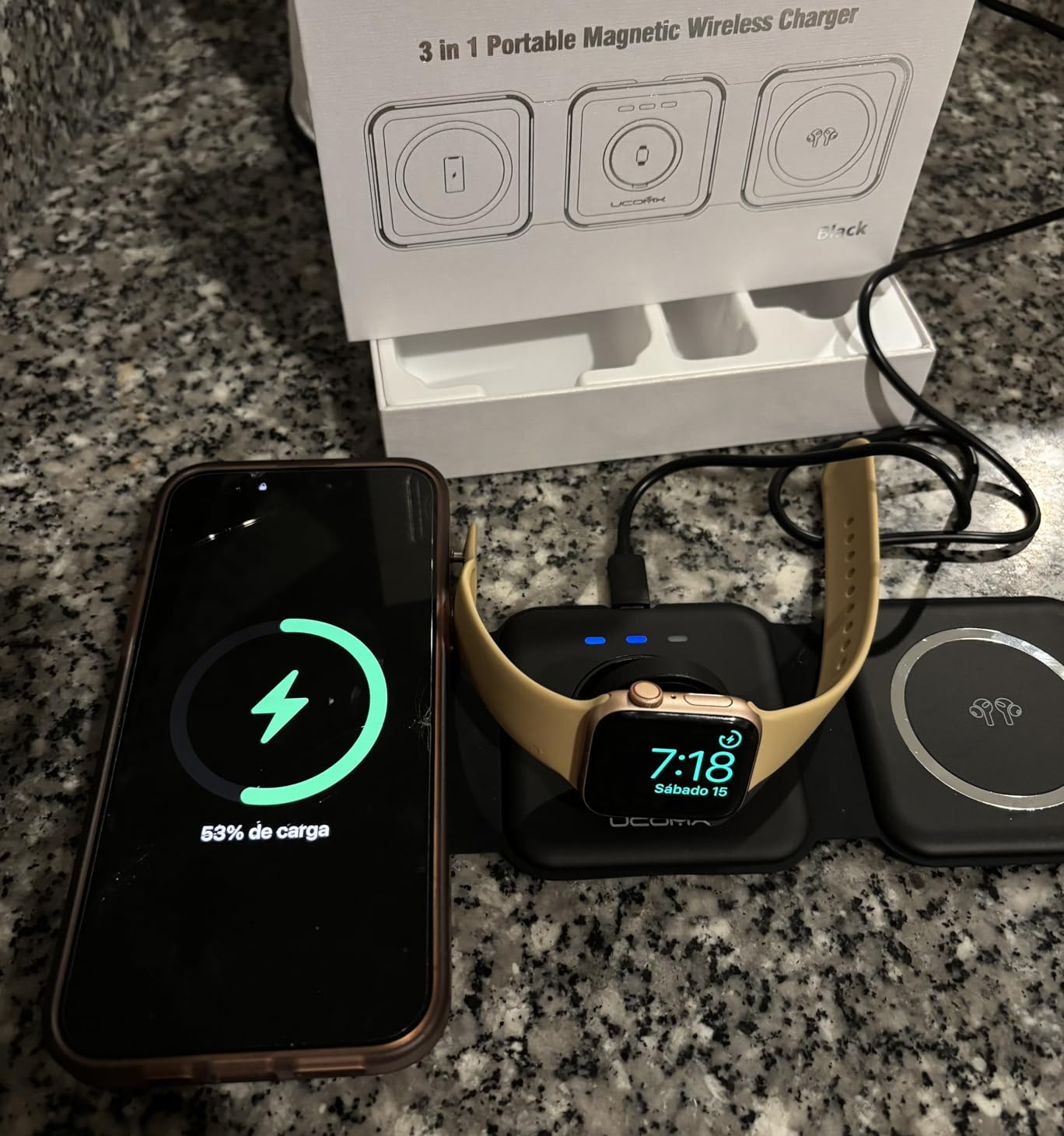 UCOMX 3 in 1 Charging Station for Multple Devices,Foldable 3 in 1 Wireless Charger for Travel,NAN... | Amazon (US)