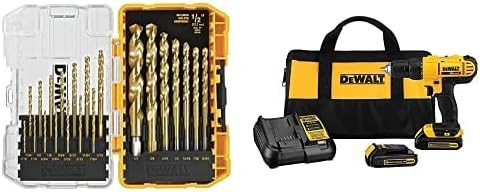 DEWALT 20V MAX* Cordless Drill / Driver Kit, Compact, 1/2-Inch (DCD771C2) & Titanium Drill Bit Se... | Amazon (US)